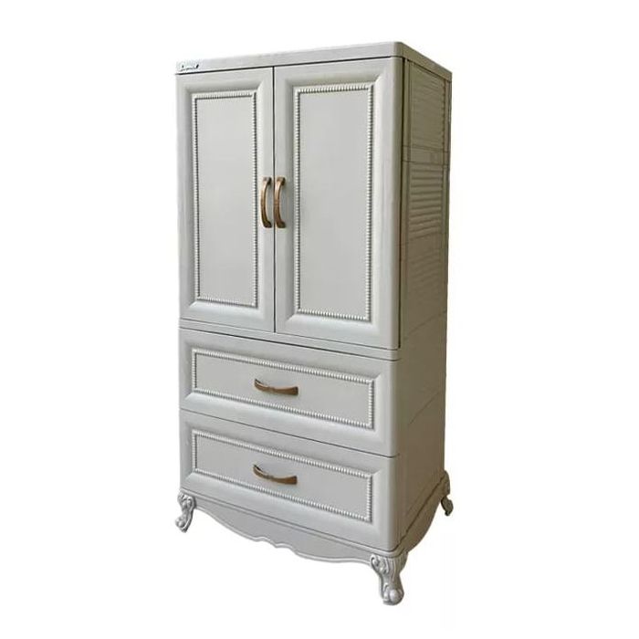 SOFPINCE Armoire en plastique - CLEOPATRE - 2 Portes +2 casiers - Grège