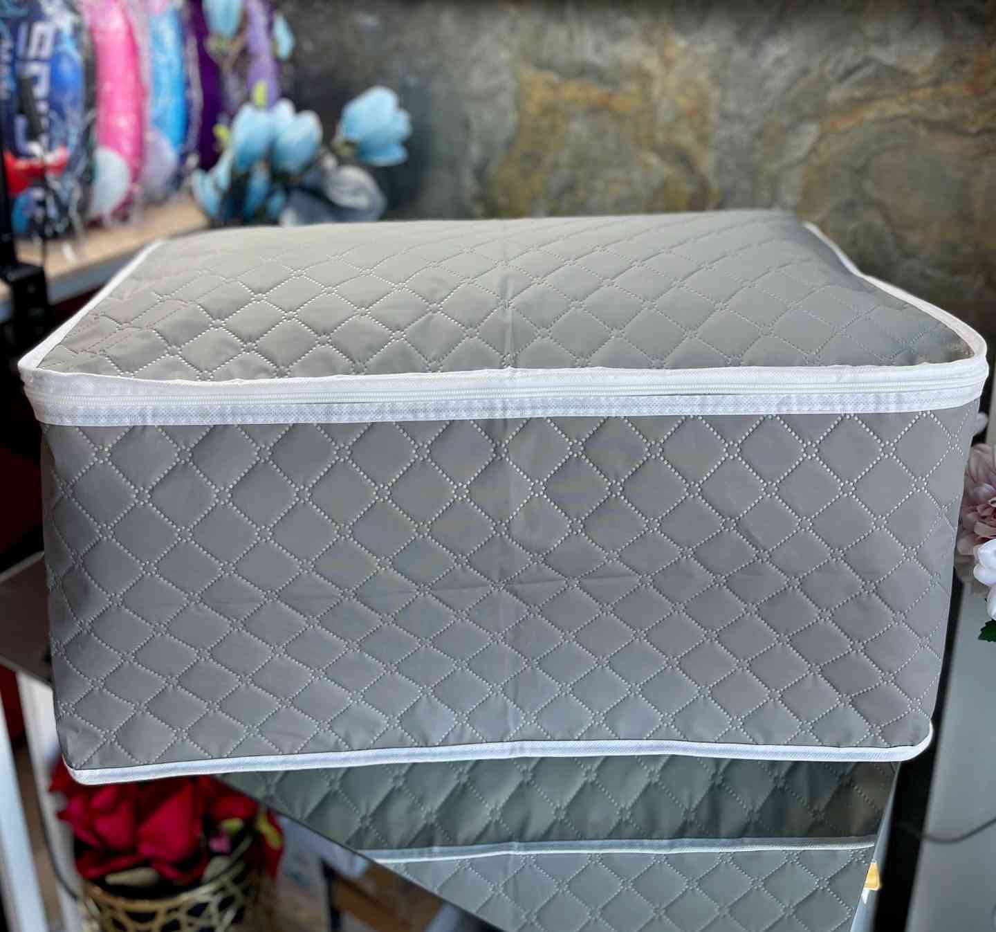 Housse de Rangement avec Fermeture et Poignée Gris 60*40*37cm