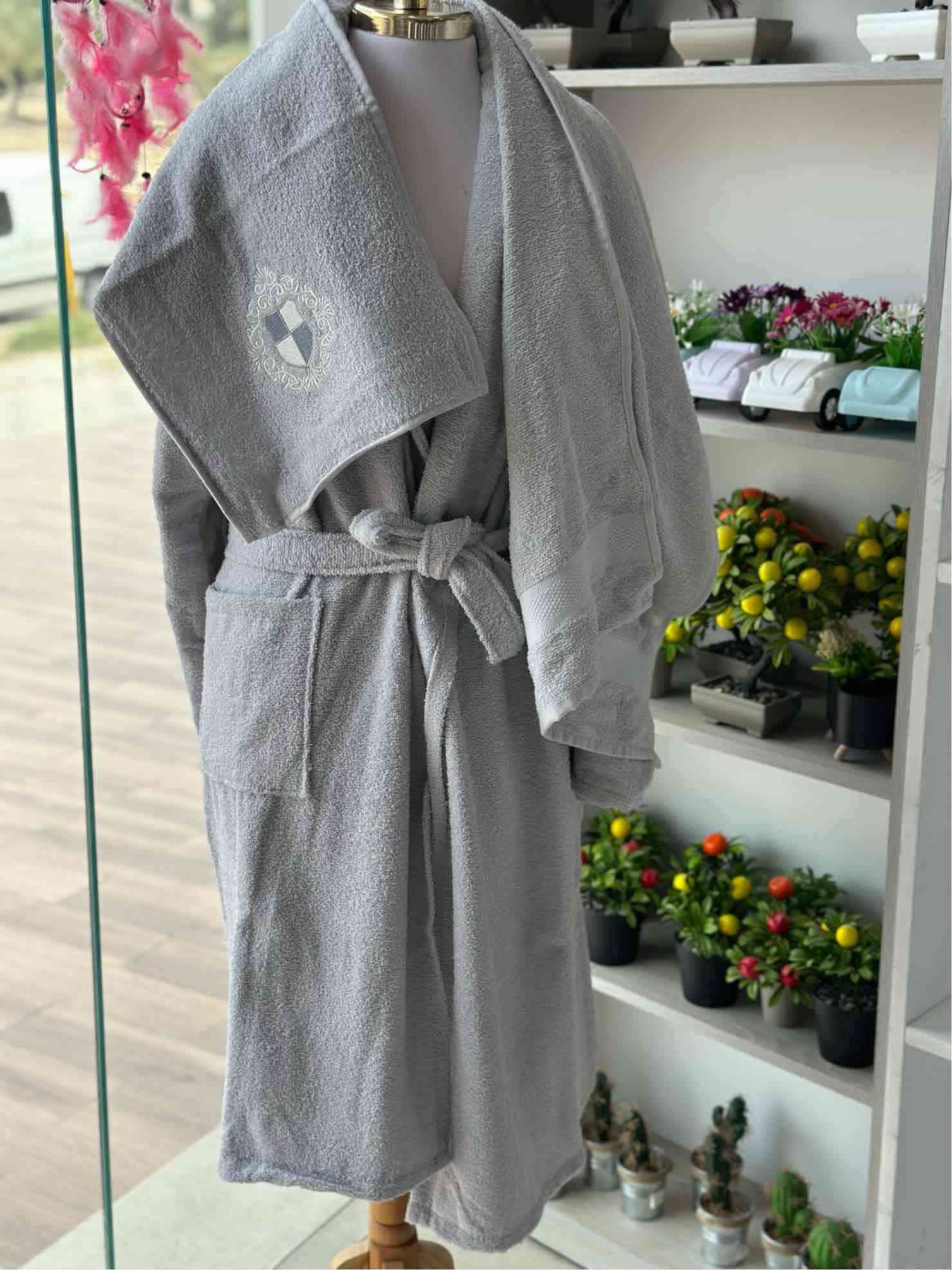 Peignoir de Bain 3 piéces Pour Homme - Gris