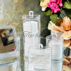 Lot de 3 boites de rangement coton et bâtonnets transparent