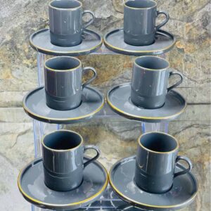 Service à café Noir pour 6personnes,12 pièces