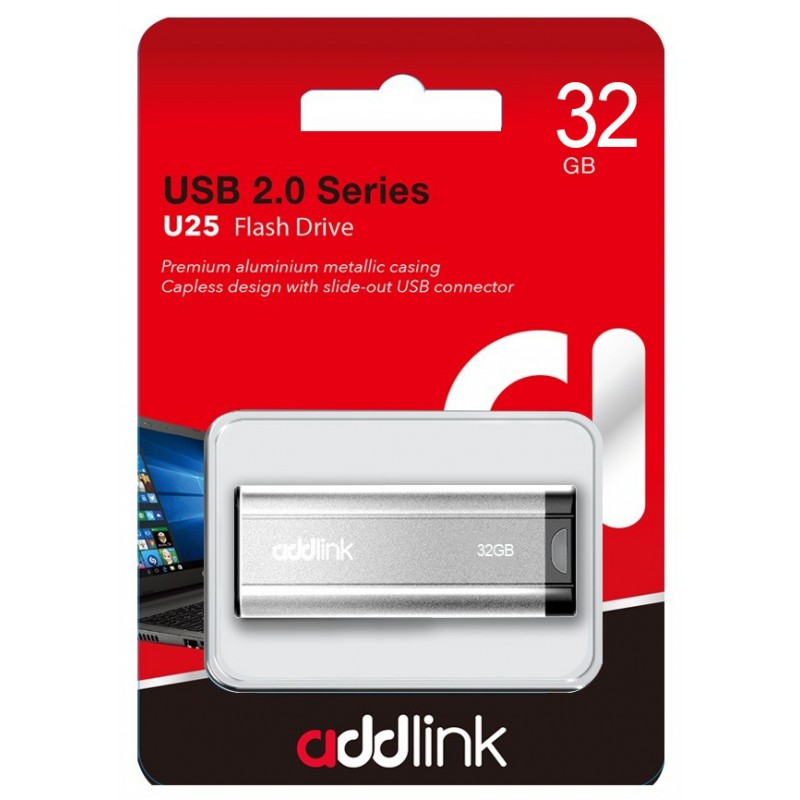 Clé USB Addlink U25 / 32 Go / Gris Métalique