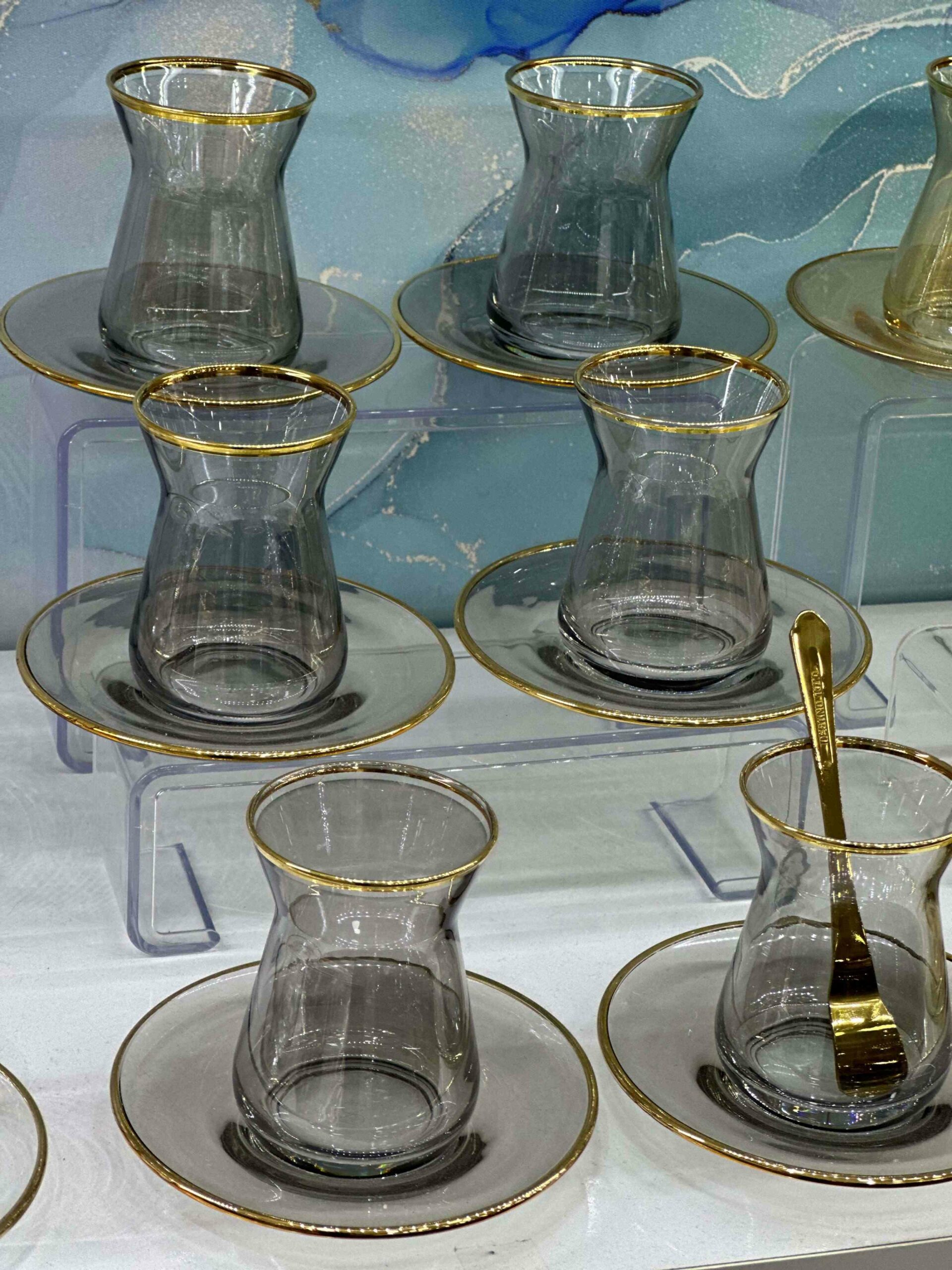 Service à Thé en Verre 12 pièces Fumé