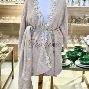 Peignoir de bain femme beige