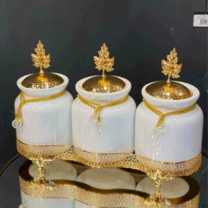 Ensemble de 3 Porte-Épices en Porcelaine