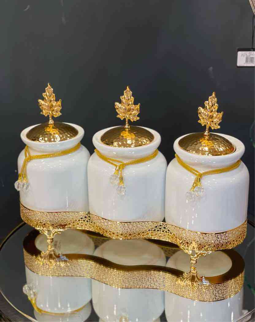 Ensemble de 3 Porte-Épices en Porcelaine