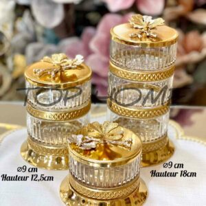 Lot de 3 bonbonnières en verre