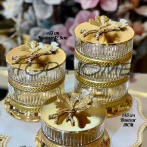 Lot de 3 bonbonnières en verre