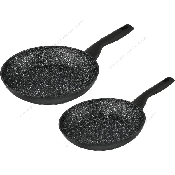 SEt de 2 Poêles Granite Antiadhésif Nora 24CM + 28CM - A2679 - Noir