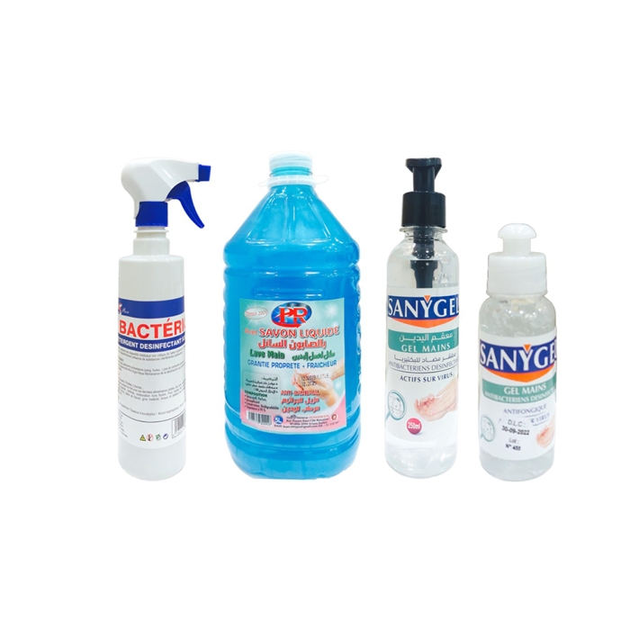 Pack de 4 - Savon main 5 L- Gel 100 ml et Gel 250 ml - Bactériole 500 ml