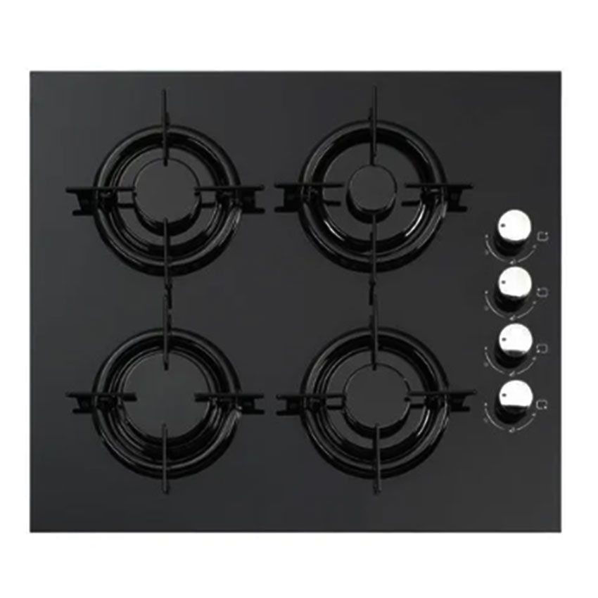 Plaque encastrable Grille en fonte Luxell - 4 Feux -Verre NOIR