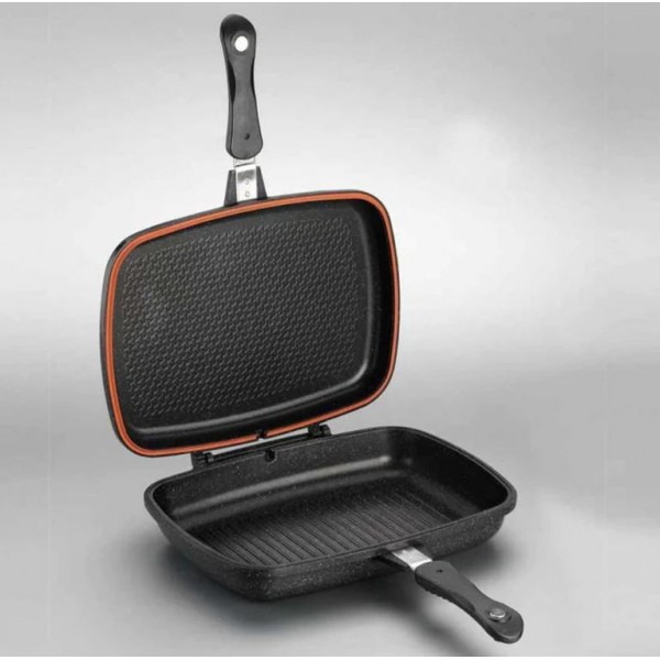 Poêle Grill - Granite - Double Face - Duplo 34x25 cm - A1469-1 - Noir