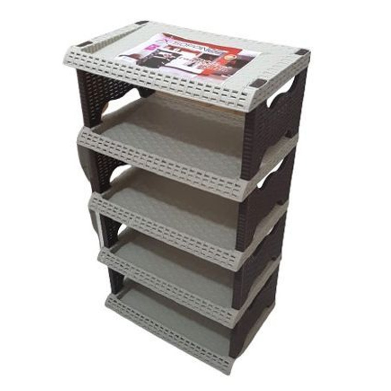 SOFPINCE Porte chaussure en plastique - Effet Rotin - Grège & Marron