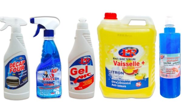 Pack de 5- vaisselle plus 5 L + Savon main 1L + Gel WC 500 ml + Décape four 500 ml + Vitrix 500 ml