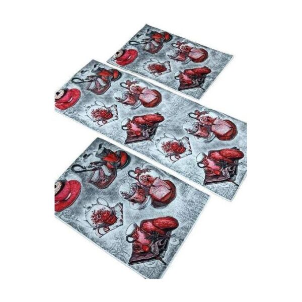 CASA NOVA-Tapis De Cuisine – 3 Pièces – Tasse Rouge