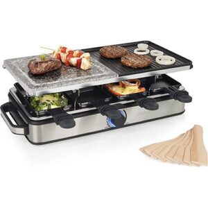Grill raclette avec pierre de cuisson - 162635 - 8 personnes - Garantie 2 ans