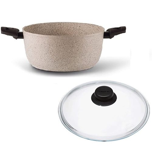 Faitout TVS GEA 24Cm avec Couvercle Pyrex Minéral & Induction Beige