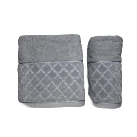 CASA NOVA – Serviettes De Bain – Julie – 100% Coton – 150X100 + 90X50 Cm – Gris