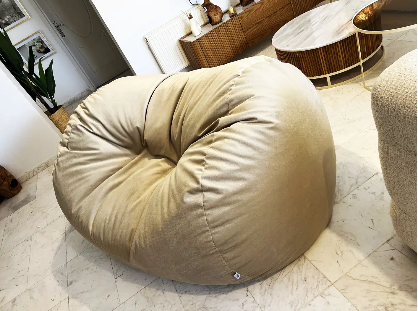 POUF BIGBEAN VELOURS - BEIGE
