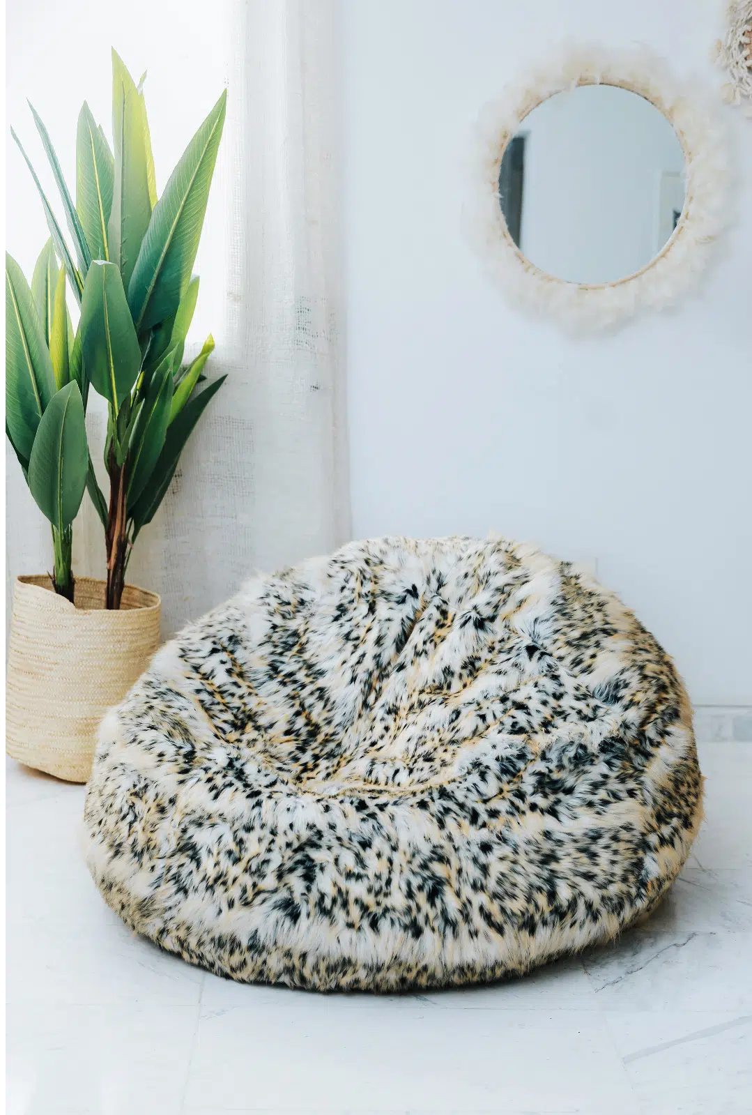 POUF TOUAREG FOURRURE LONG 100*70 - LEOPARD