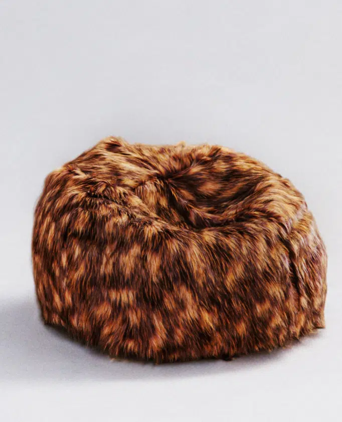 POUF TOUAREG FOURRURE LONG 100*70 - BOIS DE ROSE