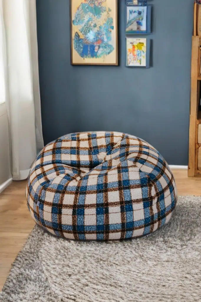 Pouf Touareg Bouclette Trame Turquoise