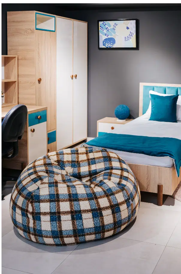 Pouf Touareg Bouclette Trame Turquoise