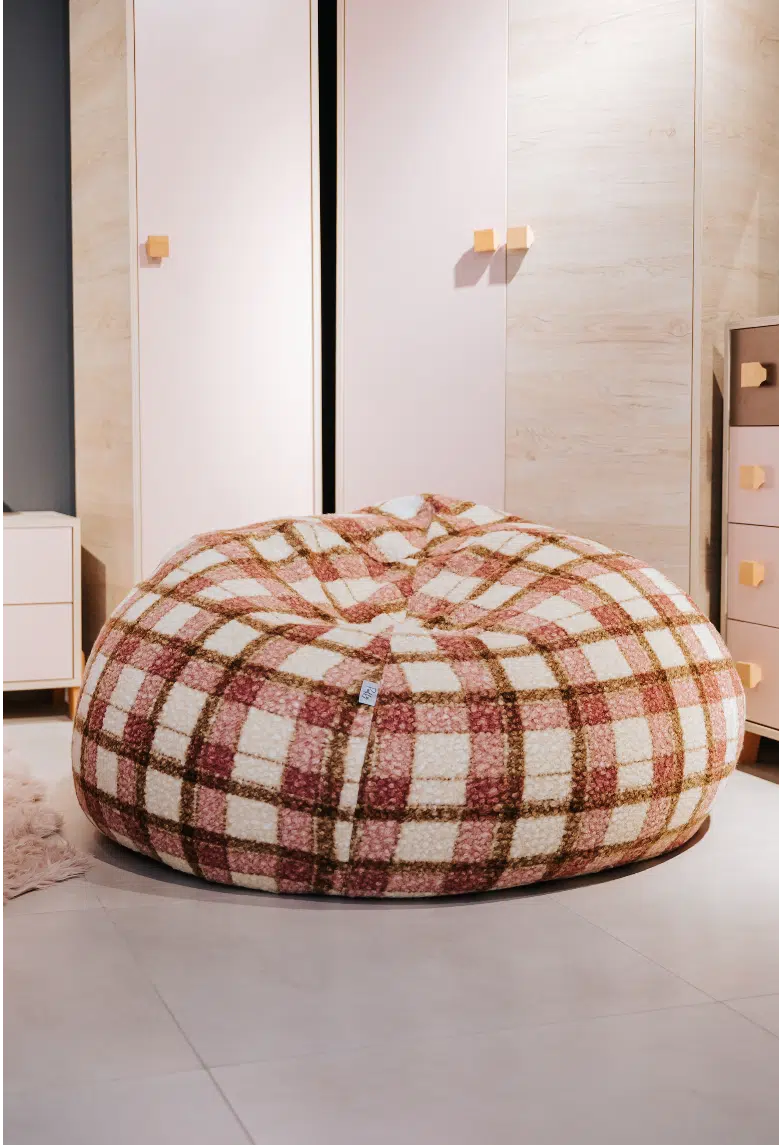 Pouf Touareg Bouclette Trame Rose