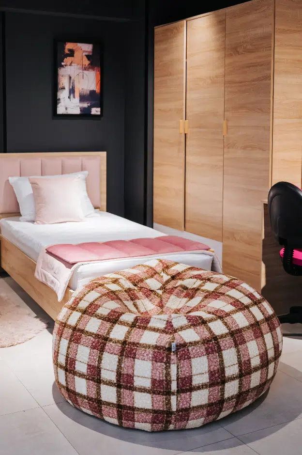 Pouf Touareg Bouclette Trame Rose
