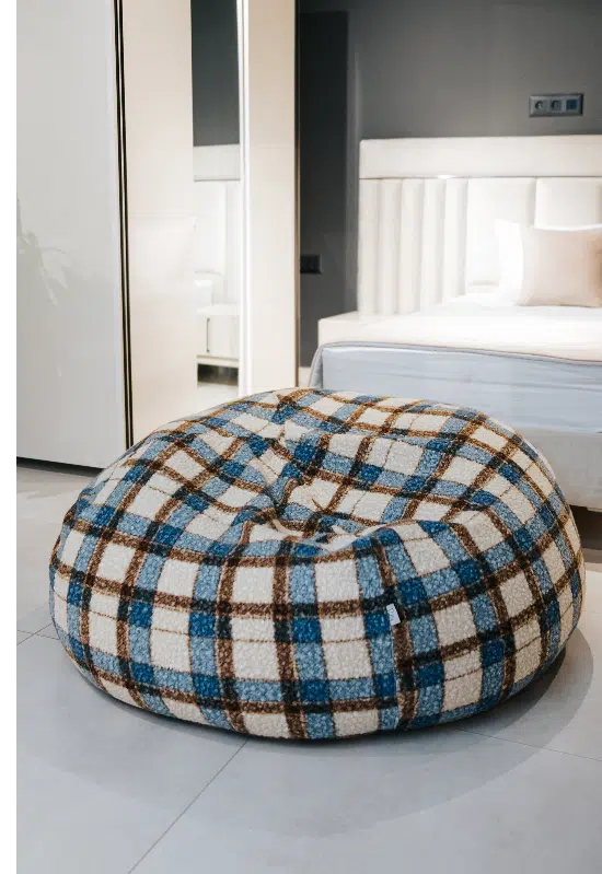 Pouf Touareg Bouclette Trame Turquoise