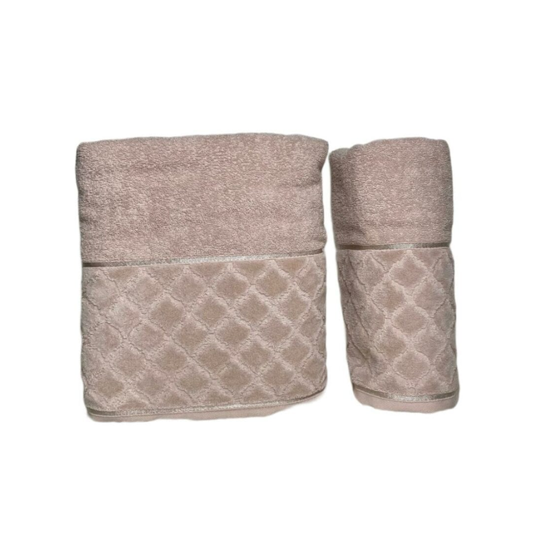 CASA NOVA – Serviettes De Bain – Julie – 100% Coton – 150X100 + 90X50 Cm – Rose