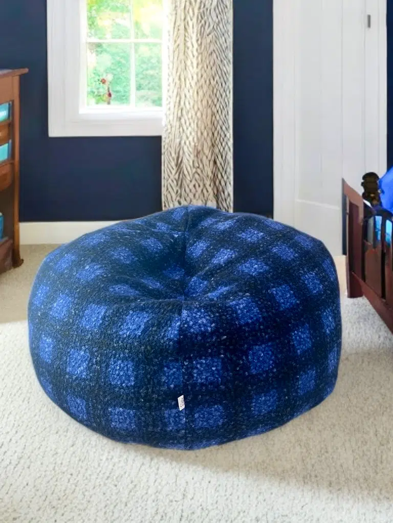 Pouf Touareg bouclette Trame Bleu Marine