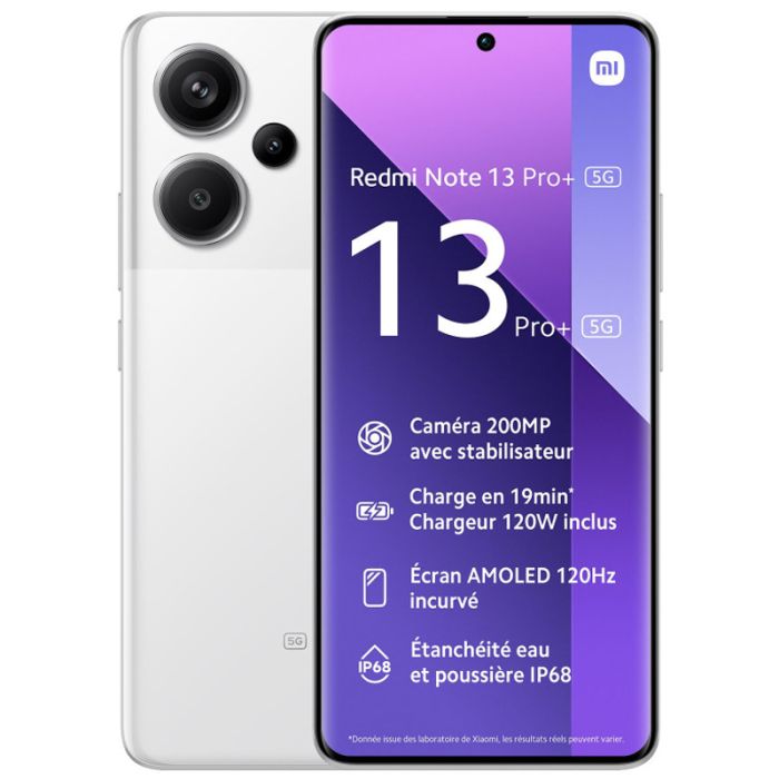 Smartphone XIAOMI Redmi Note 13 PRO+ 5G - 8GO - 256GO - Blanc