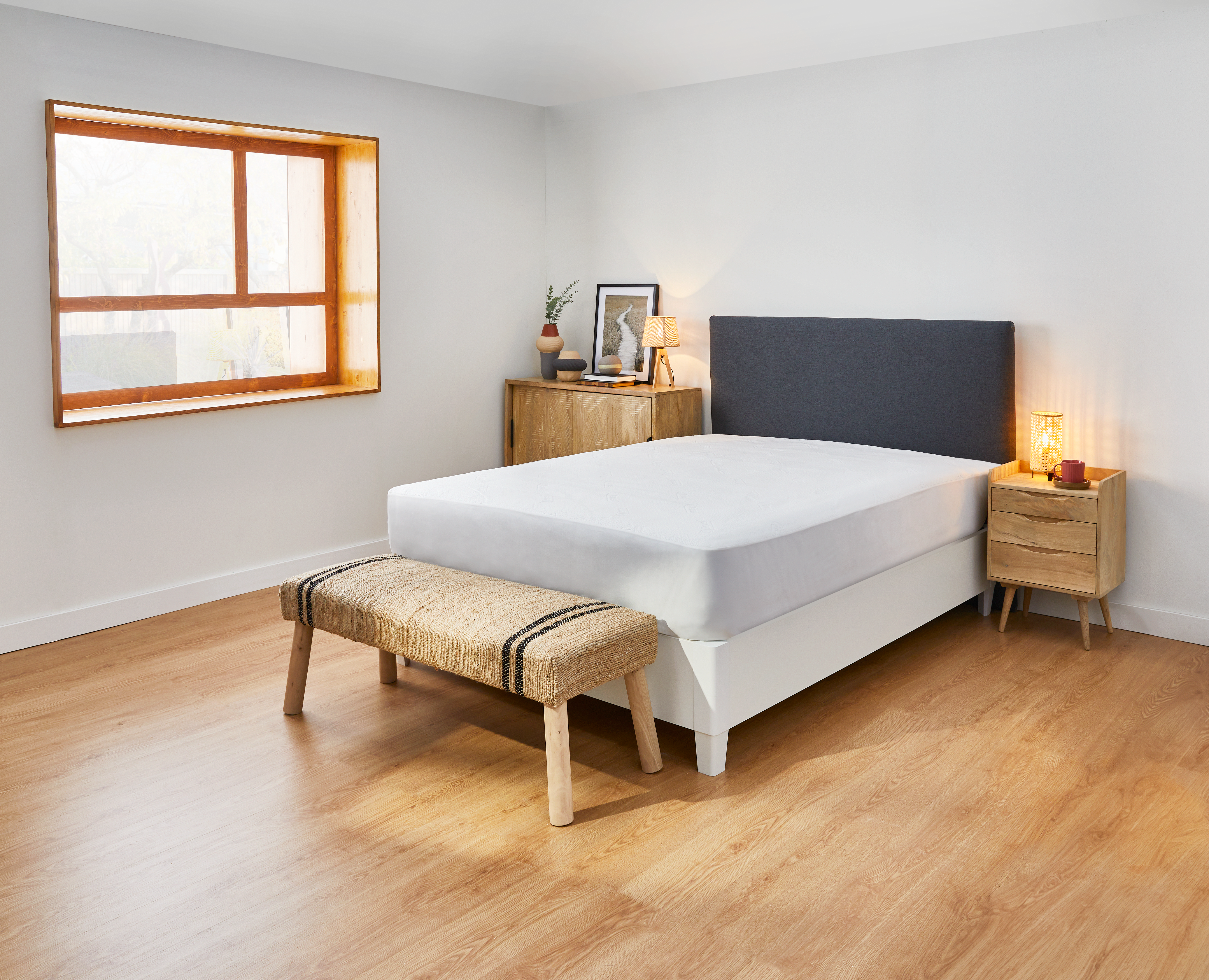 TENCEL JAQUARD Protège matelas Premium Jacquard tissé Imperméable et Hyper-respirant - 90x200