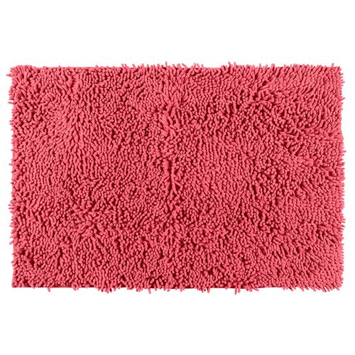 WENKO Tapis de bain Chenille corail - Tapis de bain,50 x 80 cm, Rouge corail