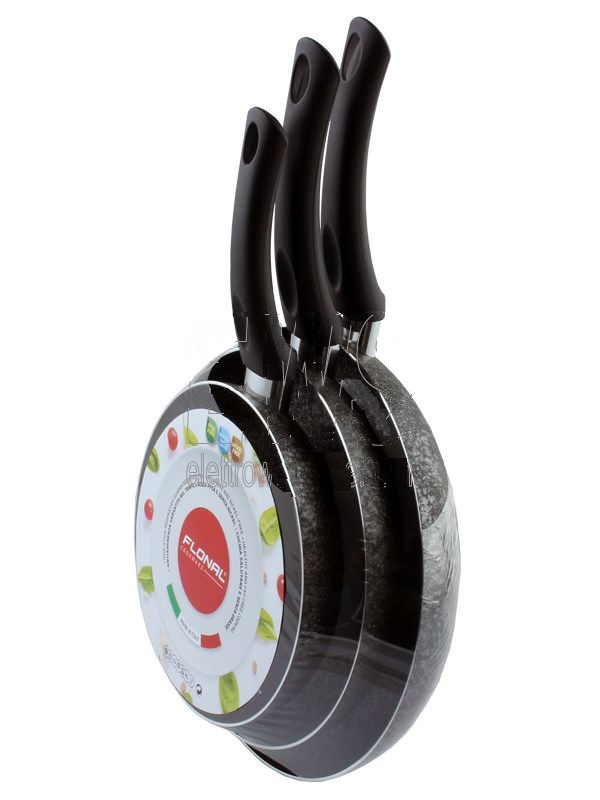 Set de 3 Poêles (20/24/28 cm) en granite Italien haut de gamme BOMBATA