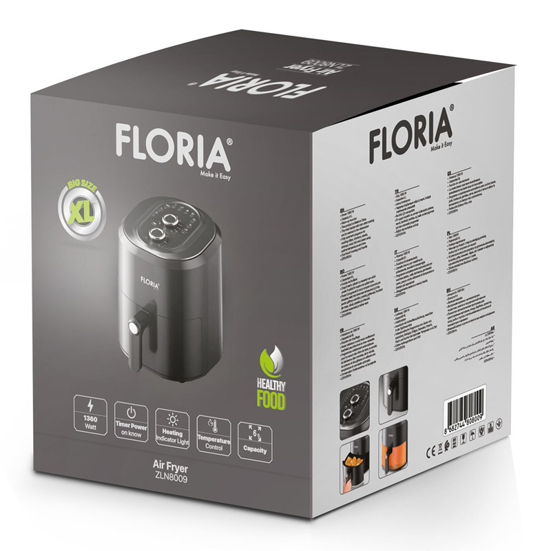 air-fryer-floria-zln-8009-1360w-6l-noir emballage