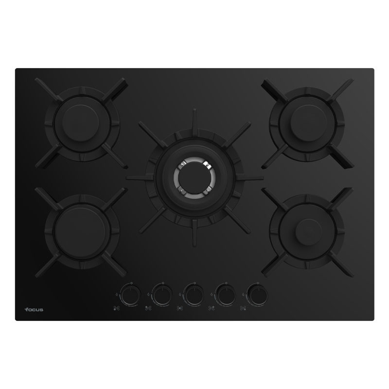 Plaque De Cuisson Focus 5 Feux 75Cm Noir Avec thermocouple