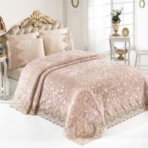 Couverture de lit Simple Dentelle Marron