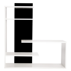 Pio – Meuble TV compact en blanc et noir marbré, design moderne et fonctionnel