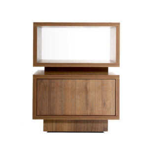 Trass – Table de chevet 1 tiroir avec rangement ouvert, finition chêne foncé mat