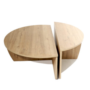 Lausanne – Table basse ronde modulable en deux éléments, finition chêne clair