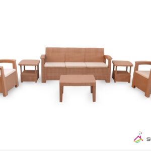 Salon de jardin SOFPINCE Syphax 5 places Effet Rotin - taupe