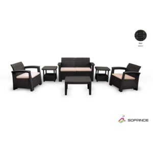 Salon de jardin - SYPHAX - 4 Pièces Effet Rotin - Noir
