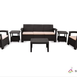 Salon de jardin SOFPINCE Syphax 5 places - Noir