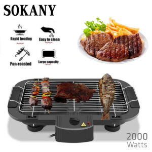 Barbecue électrique gril de table SOKANY- 2000W- Noir-avec accessoire