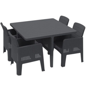 Salon De Jardin Antalya 4 Places Noir