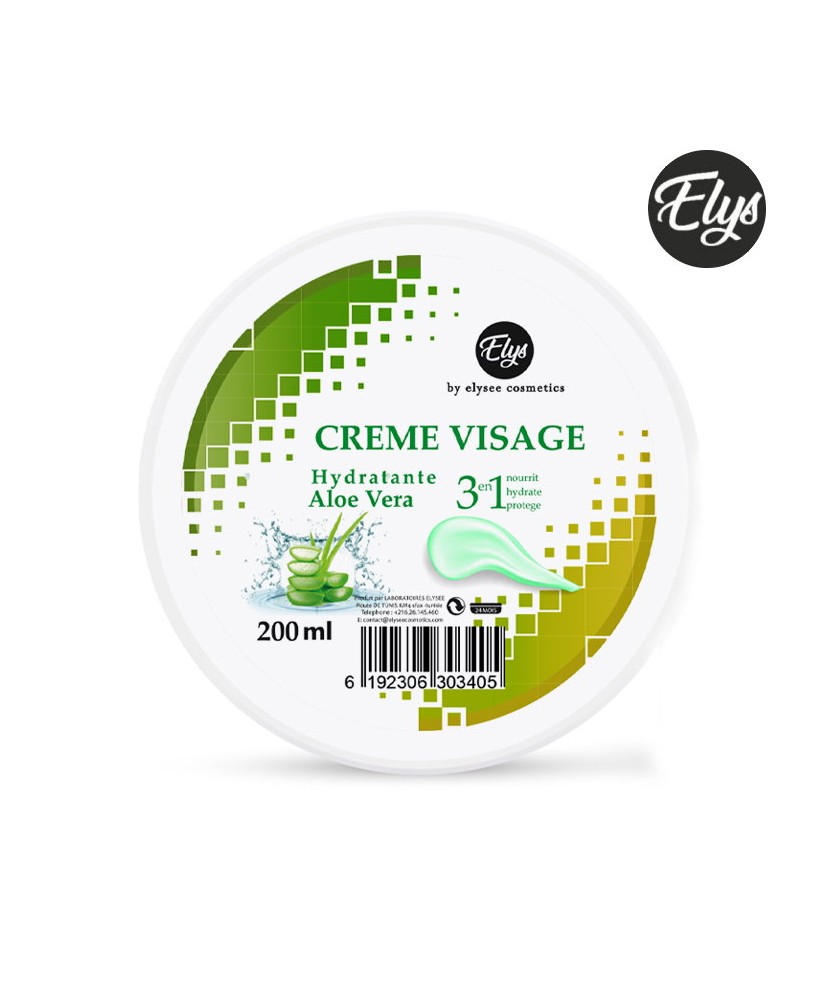 Crème Visage 3IN1 Hydratante – ELYS – Aloe Vera – 200 ml