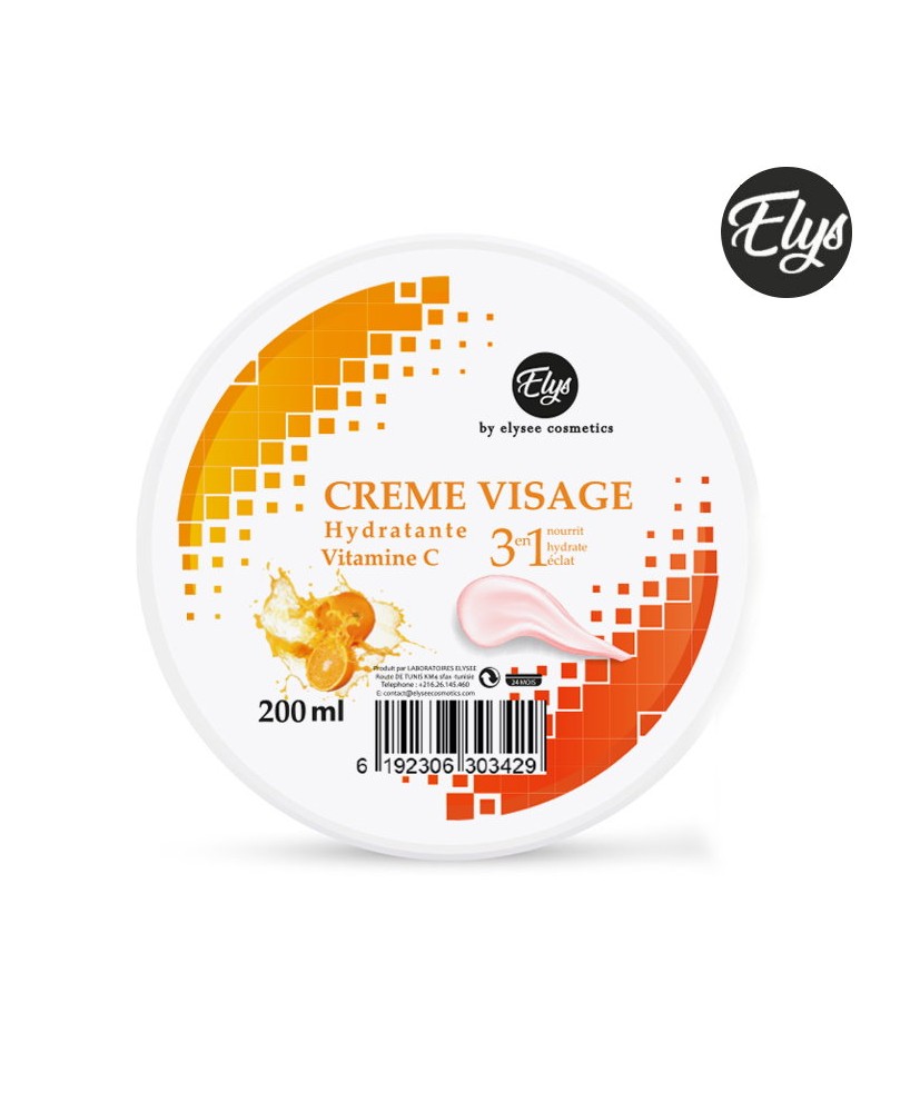 Crème Visage 3IN1 Hydratante – ELYS – Vitamine C – 200 ml