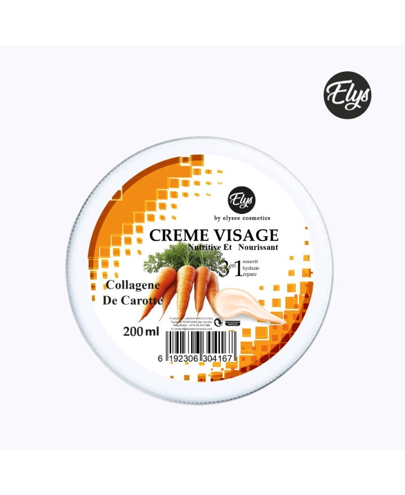 Crème Visage 3IN1 Hydratante – Collagène de Carotte – 200 ml